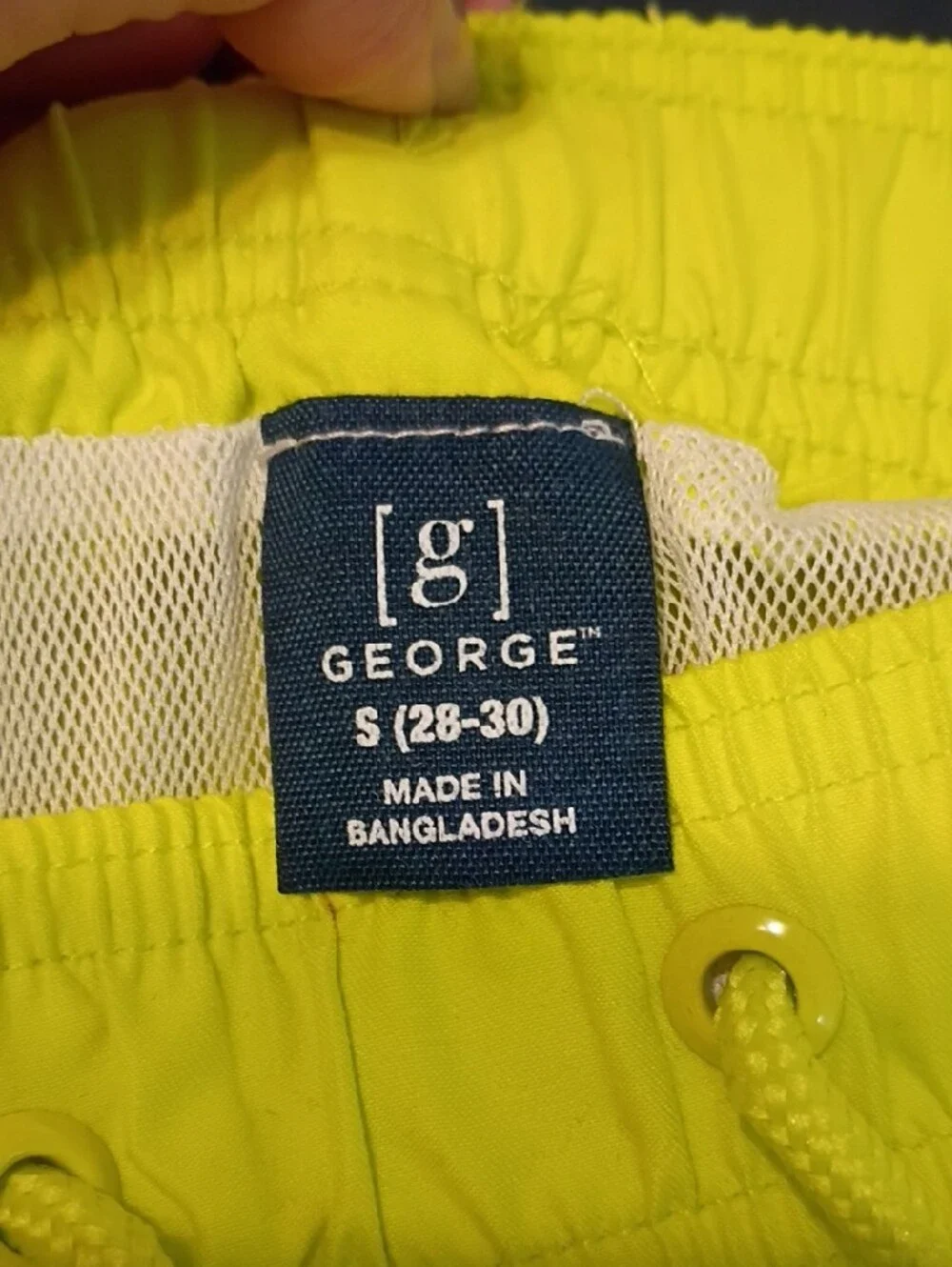 George Neon Yellow Swim Trunks Drawstring & Elastic Waist Mesh a Underwear Liner